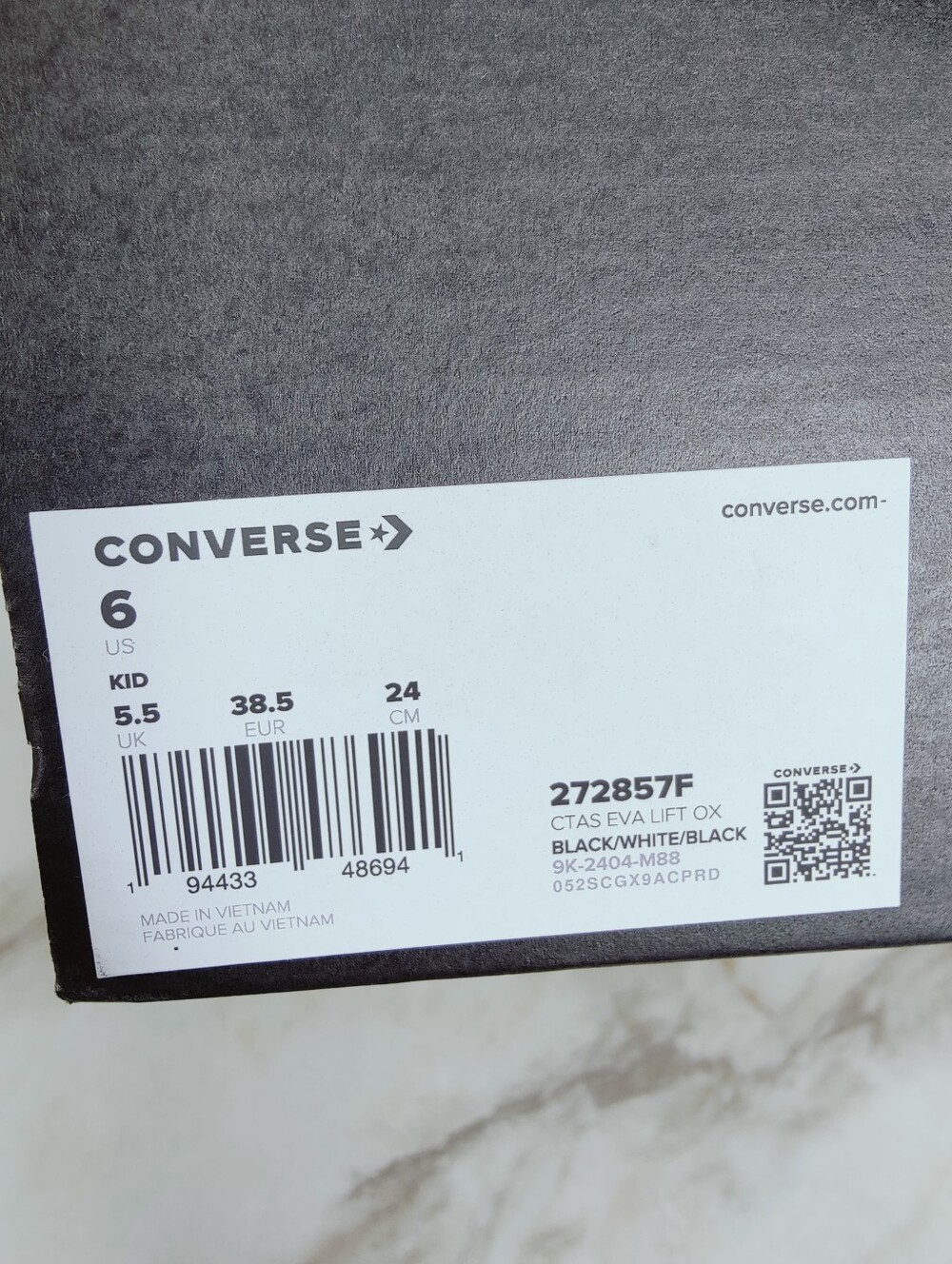 NIB Converse CT All Star Lift Girls' Black Canvas Platform Sneakers, Sz 6 - Picture 10 of 10